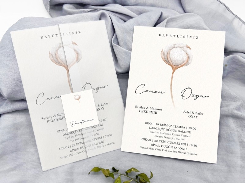 Şeffaf Zarflı Kare İsimlikli Davetiye Eko-39