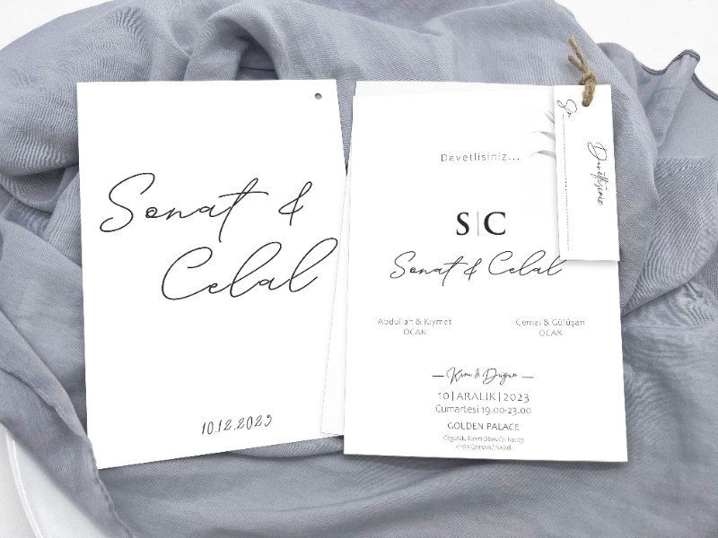 İkili İkiz Zarfsız Davetiye 12x17 IKI-07