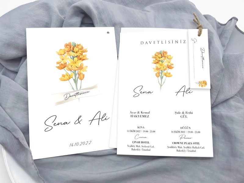 İkili İkiz Zarfsız Davetiye 12x17 IKI-15