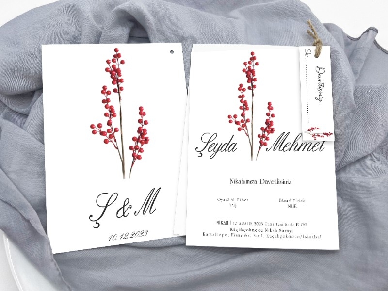 İkili İkiz Zarfsız Davetiye 12x17 IKI-08