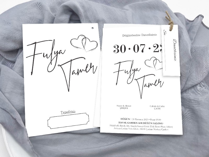 İkili İkiz Zarfsız Davetiye 12x17 IKI-06