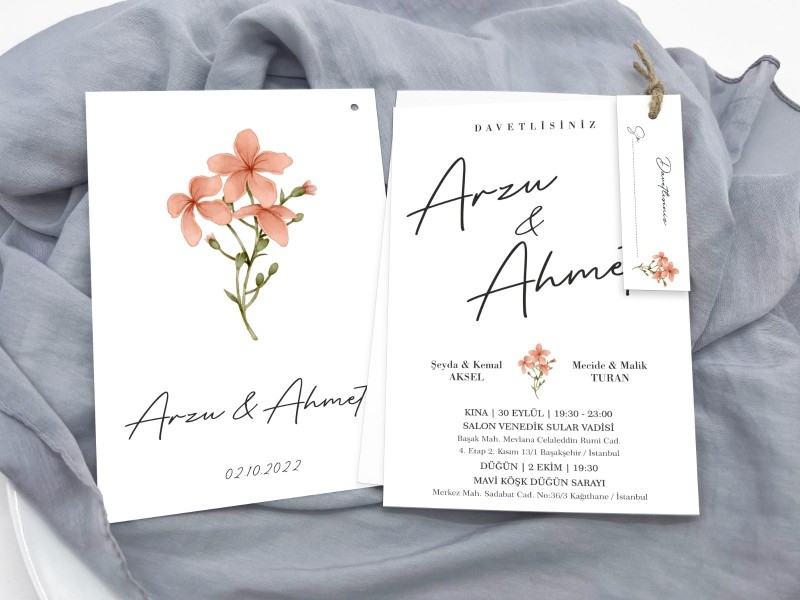 İkili İkiz Zarfsız Davetiye 12x17 IKI-13