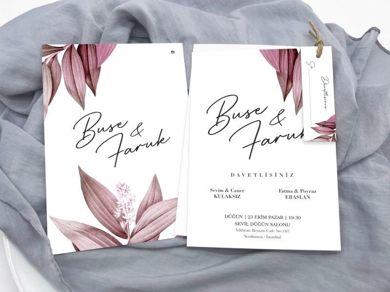 İkili İkiz Zarfsız Davetiye 12x17 IKI-11