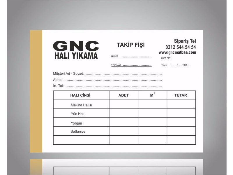 Halı Yıkama Takip Fişi HALIY-01